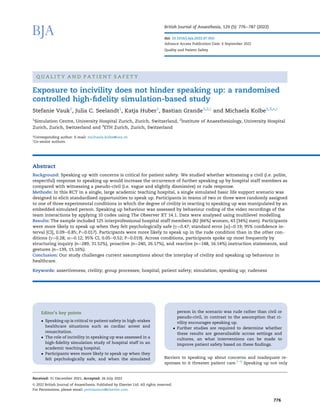 Exposure to incivility does not hinder speaking up: a randomised ...