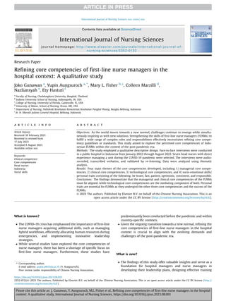 Refining Core Competencies of First-Line Nurse Managers in Post ...