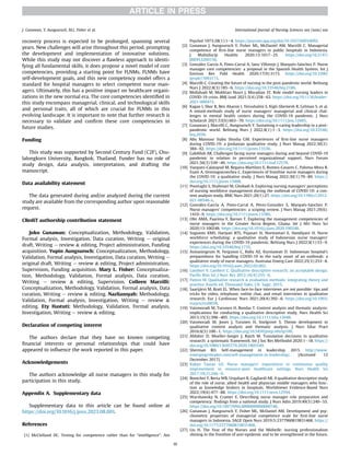 Refining Core Competencies of First-Line Nurse Managers in Post ...