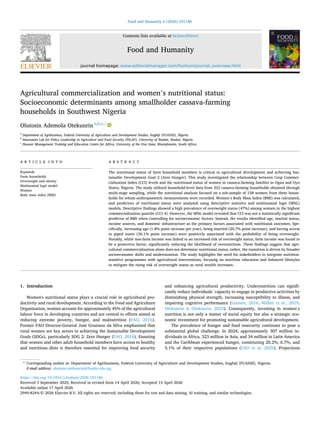 Agricultural commercialization and women’s nutritional status ...