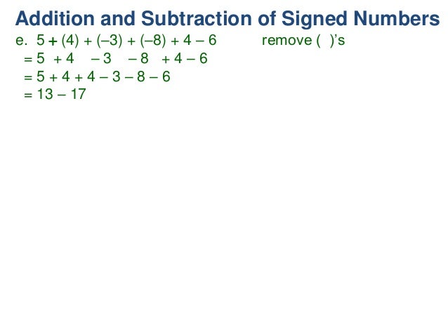 1 s2 addition and subtraction of signed numbers