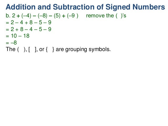 1 s2 addition and subtraction of signed numbers