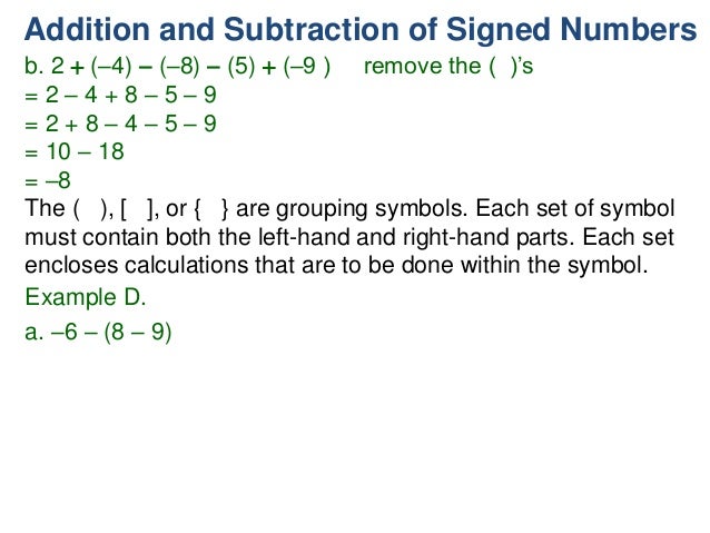 1 s2 addition and subtraction of signed numbers