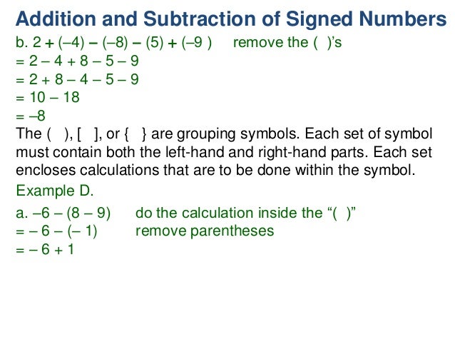 1 s2 addition and subtraction of signed numbers