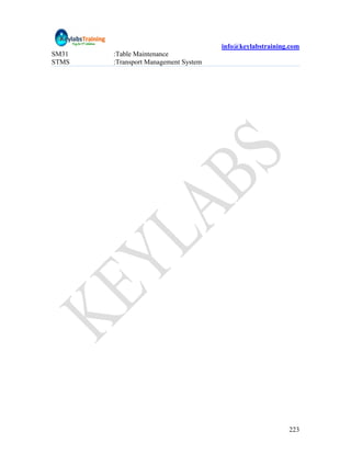 info@keylabstraining.com
SM31   :Table Maintenance
STMS   :Transport Management System




                                                          223
 