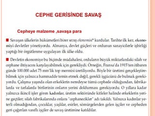 CEPHE GERİSİNDE SAVAŞ Cepheye malzeme ,savaşa para 