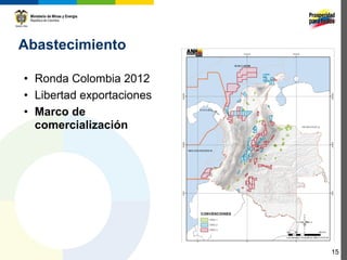 Abastecimiento

• Ronda Colombia 2012
• Libertad exportaciones
• Marco de
  comercialización




                            15
 