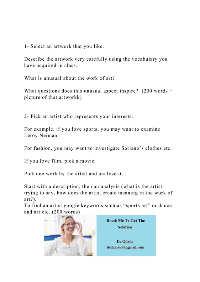 1 Select an artwork that you like.Describe the artwork very.docx