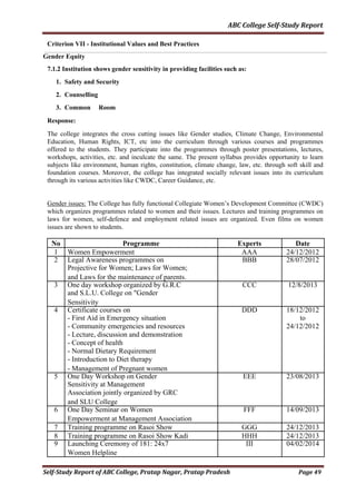 1 self study report of abc college , pratap nagar, pratap pradesh qlm ...
