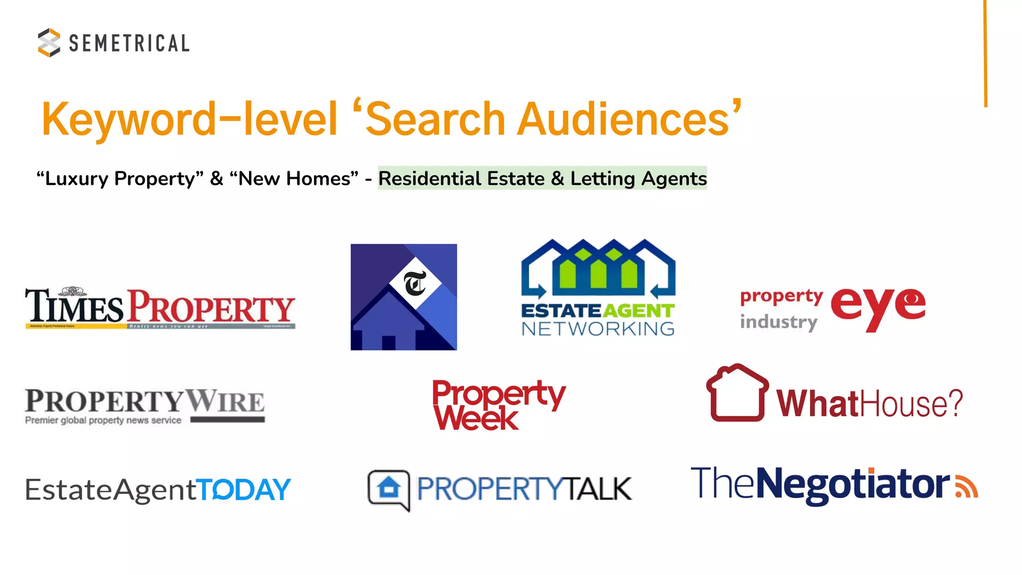 Keyword-level ‘Search Audiences’
“Luxury Property” & “New Homes” - Residential Estate & Letting Agents
 