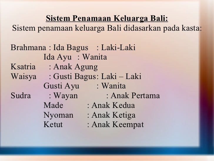 Sistem Kekerabatan Bali