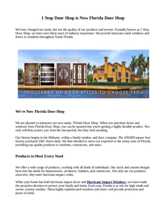 1 Stop Door Shop Is Now Florida Door Shop