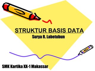 SMK Kartika XX-1 MakassarSMK Kartika XX-1 Makassar
STRUKTUR BASIS DATA
Surya R. LabetubunSurya R. Labetubun
 