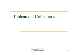 Tableaux et Collections
med@youssfi.net | ENSET Université
Hassan II Mohammedia 115
 