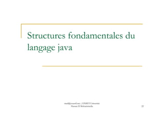 Structures fondamentales du
langage java
22
med@youssfi.net | ENSET Université
Hassan II Mohammedia
 