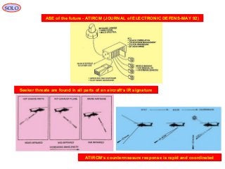 14
ASE of the future - ATIRCM (JOURNAL of ELECTRONIC DEFENS-MAY 92)ASE of the future - ATIRCM (JOURNAL of ELECTRONIC DEFENS-MAY 92)
Seeker threate are found in all parts of an aircraft’s IR signatureSeeker threate are found in all parts of an aircraft’s IR signature
ATIRCM’s countermeasure response is rapid and coordinatedATIRCM’s countermeasure response is rapid and coordinated
SOLO
 