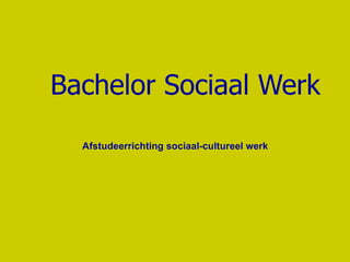 Bachelor Sociaal Werk Afstudeerrichting sociaal-cultureel werk 