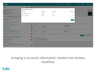 bringing in as much information needed into reviews
workﬂow
 