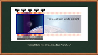 The nighttime was divided into four “watches.”
The second from 9pm to midnight
 