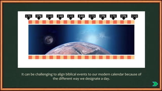 It can be challenging to align biblical events to our modern calendar because of
the different way we designate a day.
 
