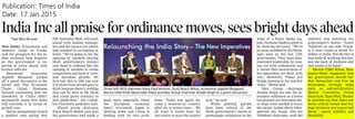 Times of India: India Inc all praise for ordinance moves, sees bright days ahead - 17Jan2015