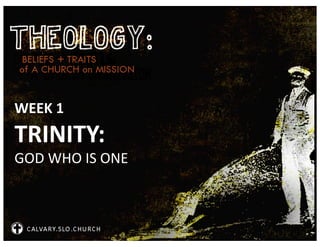 WEEK 1 
TRINITY:  
GOD WHO IS ONE 
 