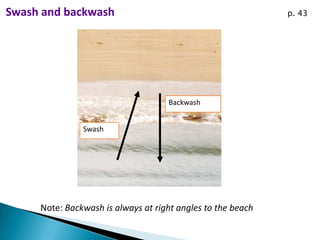 Swash and backwash                                           p. 43




                                    Backwash


               Swash




     Note: Backwash is always at right angles to the beach
 