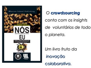 O crowdsourcing
conta com os insights
de voluntários de todo
o planeta.


Um livro fruto da
inovação
colaborativa.
 