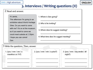 Interview Writing Class 6 English Unit 1 High Adventure 6th Grade Primary | PPTX