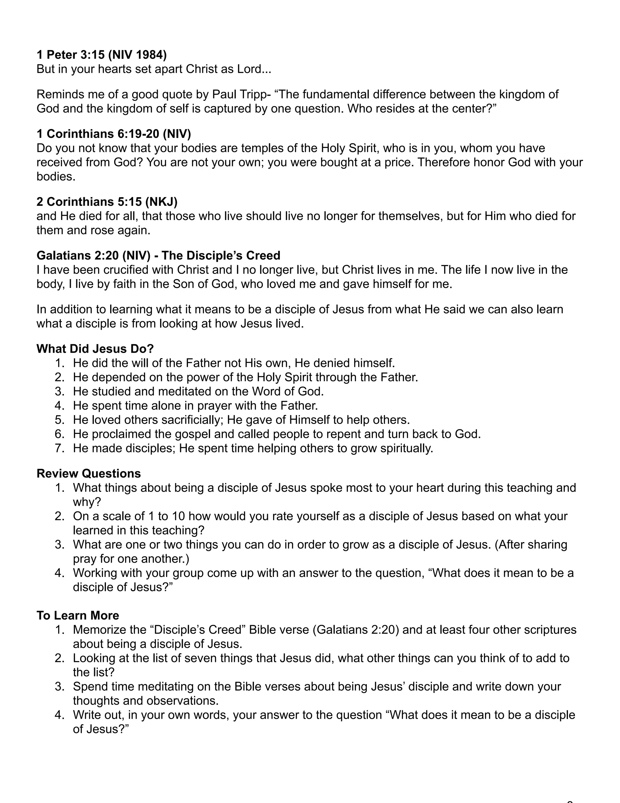 1. What Does It Mean to be a Disciple of Jesus? Notes Letter Sized ...