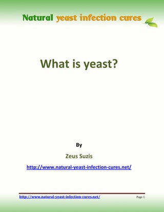 What is yeast?




                               By
                         Zeus Suzis
    http://www.natural-yeast-infection-cures.net/




http://www.natural-yeast-infection-cures.net/       Page 1
 