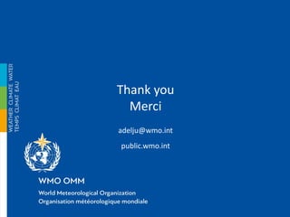 Thank you
Merci
adelju@wmo.int
public.wmo.int
 