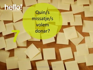 www.hellocomunicacion.com 7 Quin/s missatje/s volem donar? 