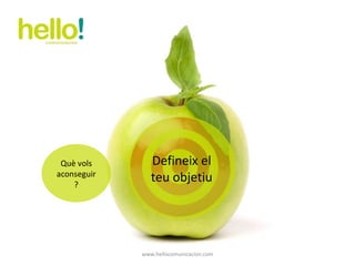 www.hellocomunicacion.com Què vols aconseguir? Defineix el teu objetiu 