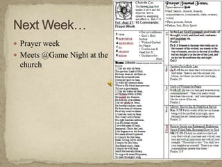 Prayer week Meets @Game Night at the churchNext Week…