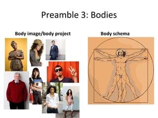 Preamble 3: Bodies Body image/body project Body schema 