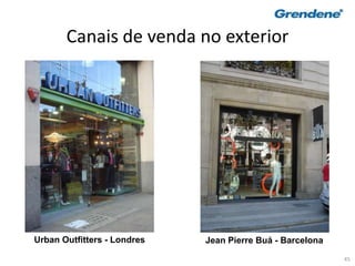 45
Canais de venda no exterior
Urban Outfitters - Londres Jean Pierre Buá - Barcelona
 