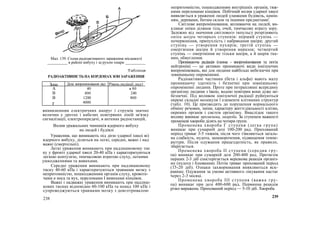 Мал. 139. Схема радіоактивного зараження місцевості
__________ в районі вибуху і за рухом хмари __________
Таблиця
РАДІОАКТИВНІСТЬ НА КОРДОНАХ ЗОН ЗАРАЖЕННЯ
Зона Доза випромінювання рад Рівень радіації, рад/г
А
В
В
г
40
400
1200
4000
в 80
240
800
виникненням електричних напруг і струмів значно
величин у дротах і кабелях повітряних ліній зв'язку
сигналізації, електропередачі, в антенах радіостанцій,
Вплив уражальних чинників ядерного вибуху
на людей і будівлі
Ураження, що виникають під дією ударної хвилі ві)
ядерного вибуху, діляться на легкі, середні, важкі і над
важкі (смертельні).
Легкі ураження виникають при надлишковому тис
ку у фронті ударної хвилі 20-40 кПа і характеризуються
легкою контузією, тимчасовою втратою слуху, легкими
ушкодженнями та вивихами.
Середні ураження виникають при надлишковому
тиску 40-60 кПа і характеризуються травмами мозку з
непритомністю, пошкодженням органів слуху, кровоте-
чами я носа та вух, переломами І вивихами кінцівок.
Важкі і надважкі ураження виникають при надлиш-
кових тисках відповідно 60-100 кПа та понад 100 кПе і
супроводжуються травмами мозку з довготривалою
238
непритомністю, пошкодженням внутрішніх органів, тяж-
кими переломами кінцівок. Побічний вплив ударної хвилі
виявляється в ураженні людей уламками будівель, камін-
ням, деревами, битим склом та іншими предметами'.
Світлове випромінювання, впливаючи на людей, ви-
кликає опіки ділянок тіла, очей, тимчасову втрату зору.
Залежно від значення світлового імпульсу розрізняють
опіки шкіри чотирьох ступенів: перший ступінь —
почервоніння, припухлість і набрякання шкіри; другий
ступінь — утворення пухирів; третій ступінь —
омертвіння шкіри й утворення виразок; четвертий
ступінь — омертвіння не тільки шкіри, а й шарів тка-
нин, обвуглення.
Проникаюча радіація (гамма - випромінювання та потік
нейтронів) — це активно проникаючі види іонізуючих
випромінювань, які для людини найбільш небезпечні при
зовнішньому опроміненні.
Радіоактивні частинки (бета і альфа) мають малу
проникаючу здатність і безпечні при зовнішньому
опроміненні людини. Проте при потраплянні всередину
організму людини з їжею, водою повітрям вони дуже не-
безпечні. Під впливом іонізуючої радіації руйнуються
окремі складні молекули ї елементи клітинних структур
(табл. 10). Це призводить до порушення нормального
обміну речовин, зміни, характеру життєдіяльності клітин,
окремих органів і систем організму. Внаслідок такого
впливу виникає променева, хвороба. За ступенем важкості
променеві хвороби ділять на чотири групи.
Променева хвороба Г ступеня (легка група)
виникає при сумарній дозі 100-200 рад. Прихований
період триває 3-5 тижнів, після чого з'являються загаль-
на слабкість, нудота, запаморочення, підвищення темпе-
ратури. Після одужання працездатність, як правило,
зберігається.
Променева хвороба II ступеня (середня гру-
па) виникає при сумарній дозі 200-400 рад. Протягом
перших 2-3 діб спостерігається вершкова реакція організ-
му (нудота і блювання). Потім триває прихований період
(15-20 діб). Ознаки захворювання виявляються яск-
равіше. Одужання за умови активного лікування настає
через 2-3 місяці.
Променева хвороба III ступеня (важка гру-
па) виникає при дозі 400-600 рад. Первинна реакція
різко виражена. Прихований період — 5-10 діб. Хвороба
239
 