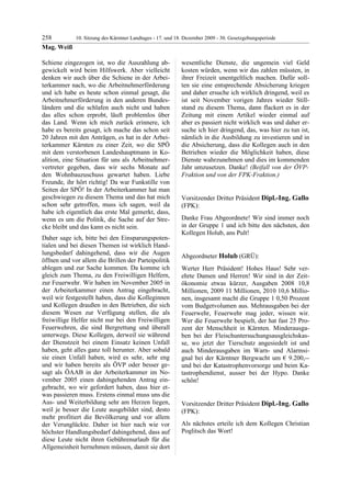 10. LTG-Sitzung am 17. Dezember 2009