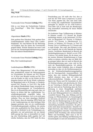 10. LTG-Sitzung am 17. Dezember 2009