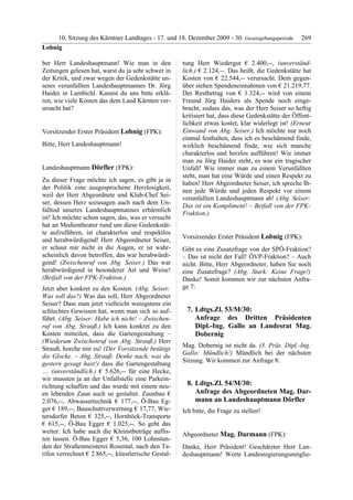 10. LTG-Sitzung am 17. Dezember 2009