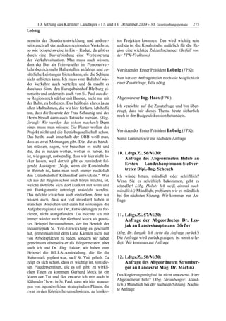 10. LTG-Sitzung am 17. Dezember 2009