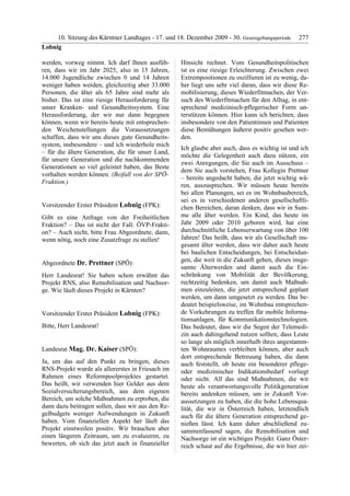 10. LTG-Sitzung am 17. Dezember 2009