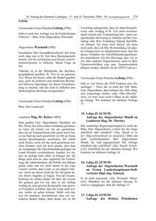 10. LTG-Sitzung am 17. Dezember 2009