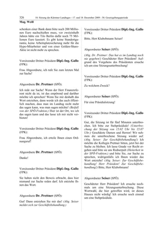 10. LTG-Sitzung am 17. Dezember 2009