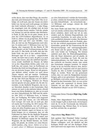 10. LTG-Sitzung am 17. Dezember 2009