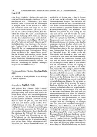 10. LTG-Sitzung am 17. Dezember 2009