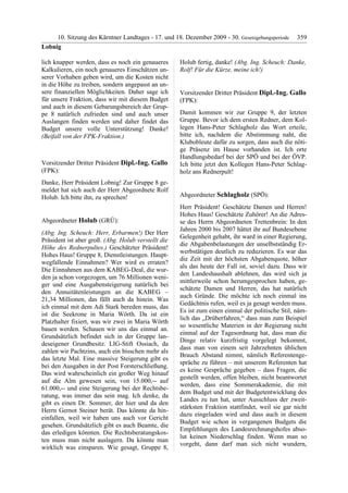 10. LTG-Sitzung am 17. Dezember 2009