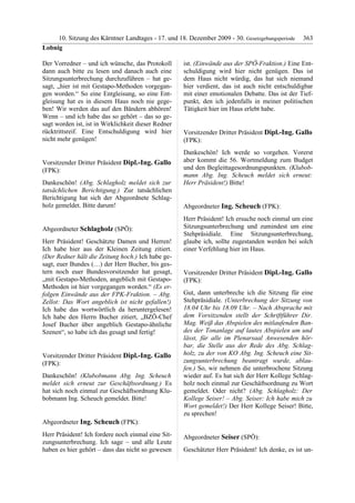 10. LTG-Sitzung am 17. Dezember 2009