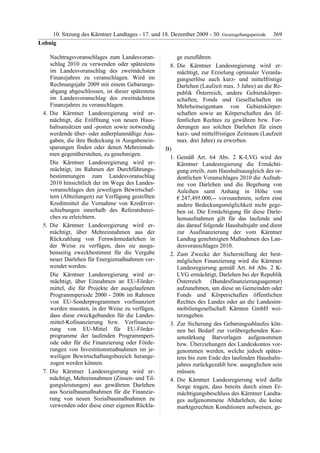 10. LTG-Sitzung am 17. Dezember 2009